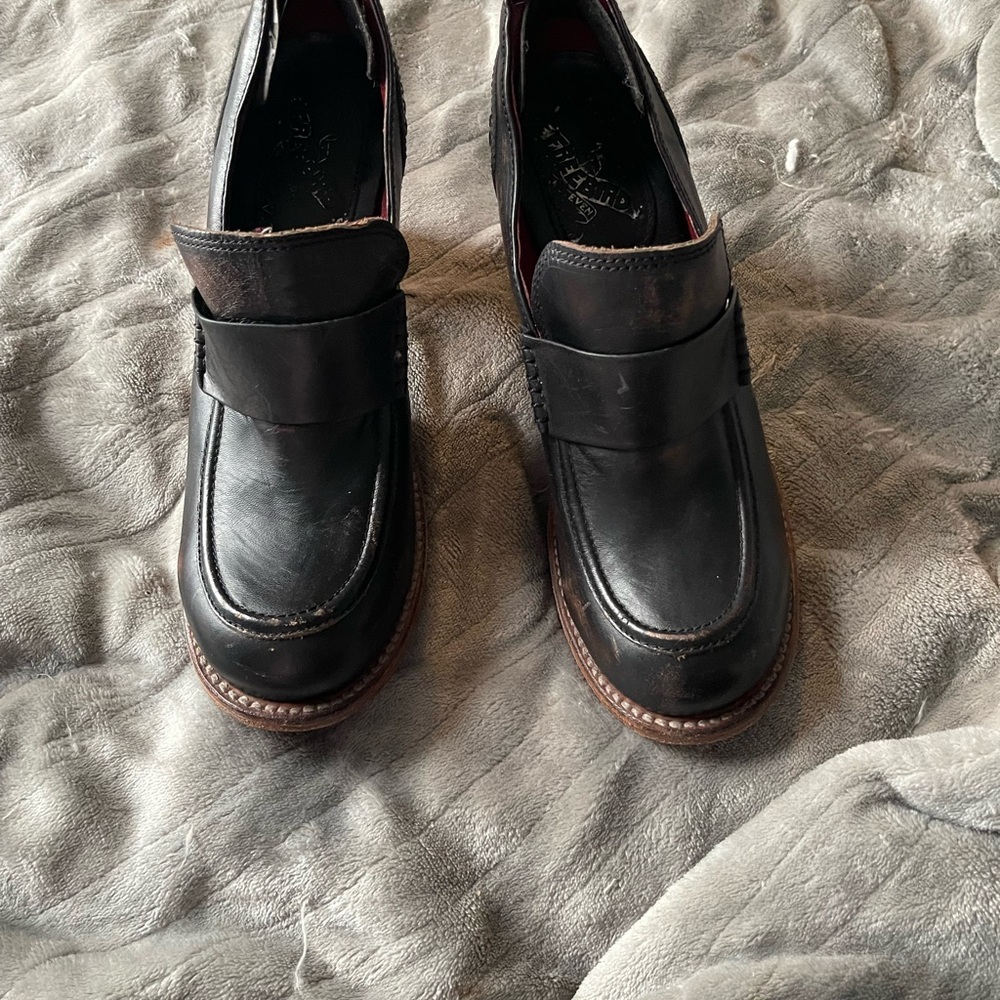Freebird by Steven Distressed Black Leather Loafers “Bristol”